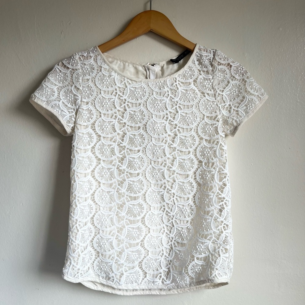 Zara Embroidered Lace Blouse | XS | White - Picture 2 of 5